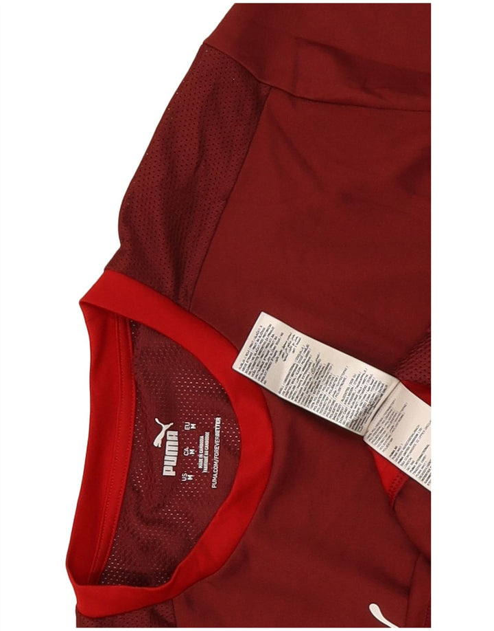 T-shirt męski Puma Top, średni, bordowy poliester z blokami kolorów