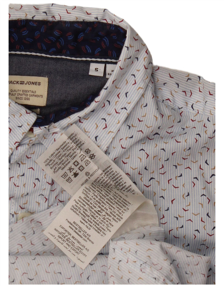 Koszula męska Jack & Jones w abstrakcyjny wzór, mała, niebieska, bawełniana