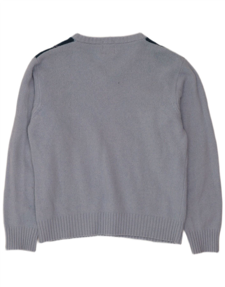 Damski sweter Meltin' Pot z dekoltem w kształcie litery V, duży, niebieski Argyle/diamentowa wełna