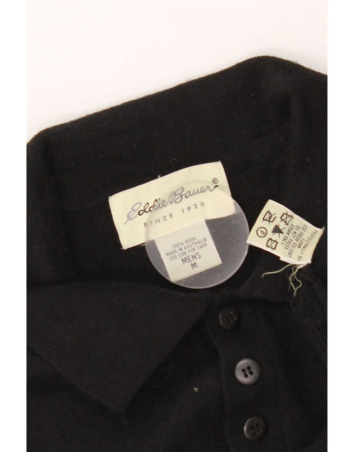 Męski sweter polo Eddie Bauer, średnia czarna wełna