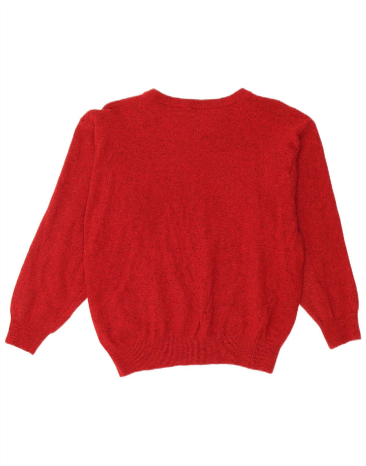 BENETTON Damski sweter z okrągłym dekoltem, UK 14, średnia czerwona wełna