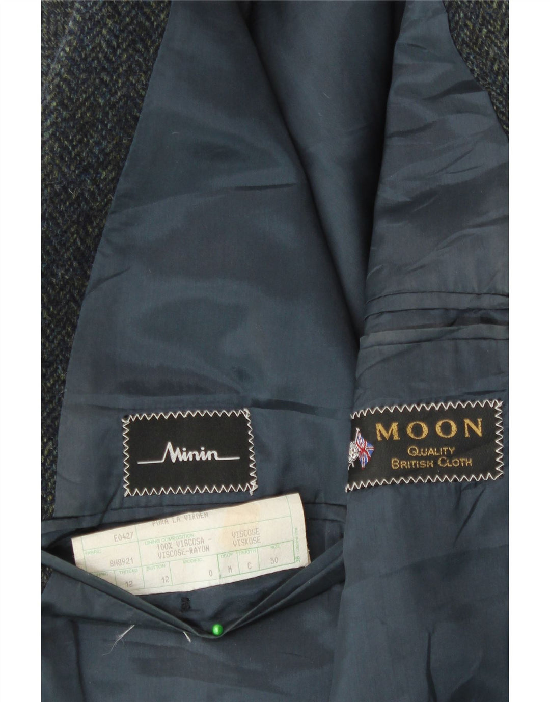 Męska marynarka zapinana na 3 guziki VINTAGE IT 50, duża granatowa w jodełkę