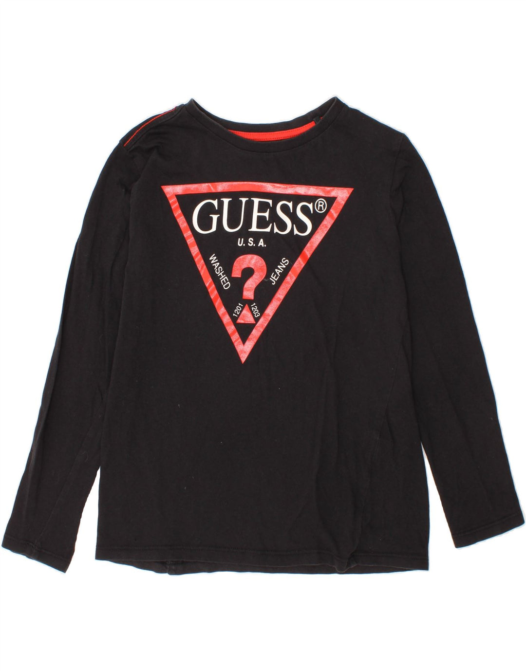 GUESS Girls Graphic Top Long Sleeve 7-8 Years Black Vintage Guess and Second-Hand Guess from Messina Hembry 