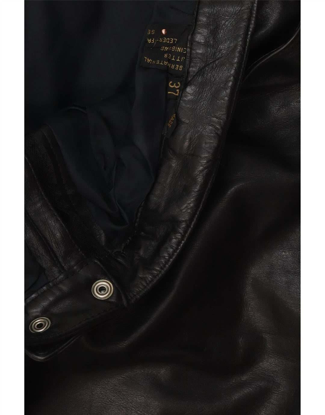 Vintage męskie wąskie skórzane spodnie W37 L34 czarna skóra