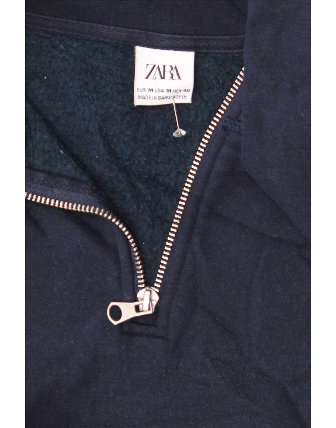 Męski sweter Zara z zamkiem błyskawicznym, średni granatowy poliester