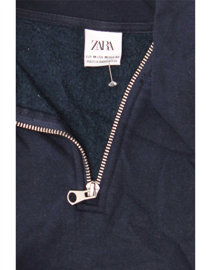 Męski sweter Zara z zamkiem błyskawicznym, średni granatowy poliester