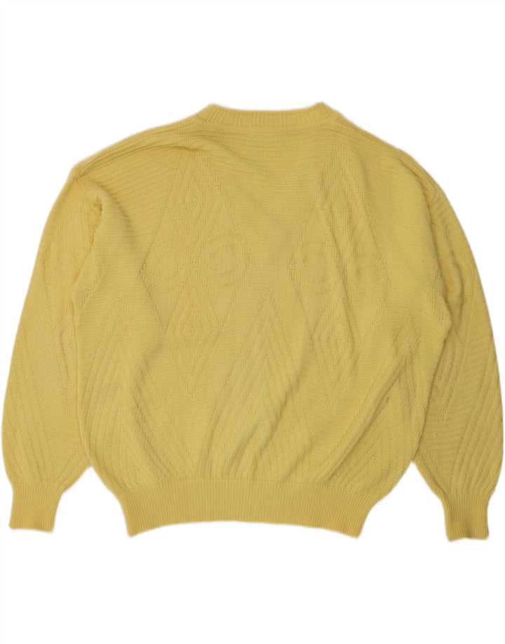 BRIAN SCOTT Męski sweter z dekoltem w kształcie litery V, rozmiar 48, 2XL, żółty Argyle/Diament
