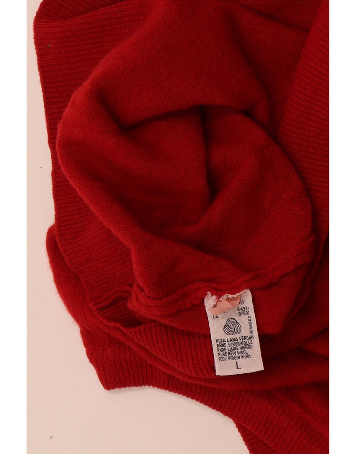 Męski sweter bez rękawów Benetton, duży, czerwony, wełniany