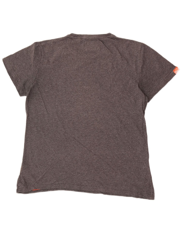 Męski T-shirt Superdry XL, szara bawełna w plamki