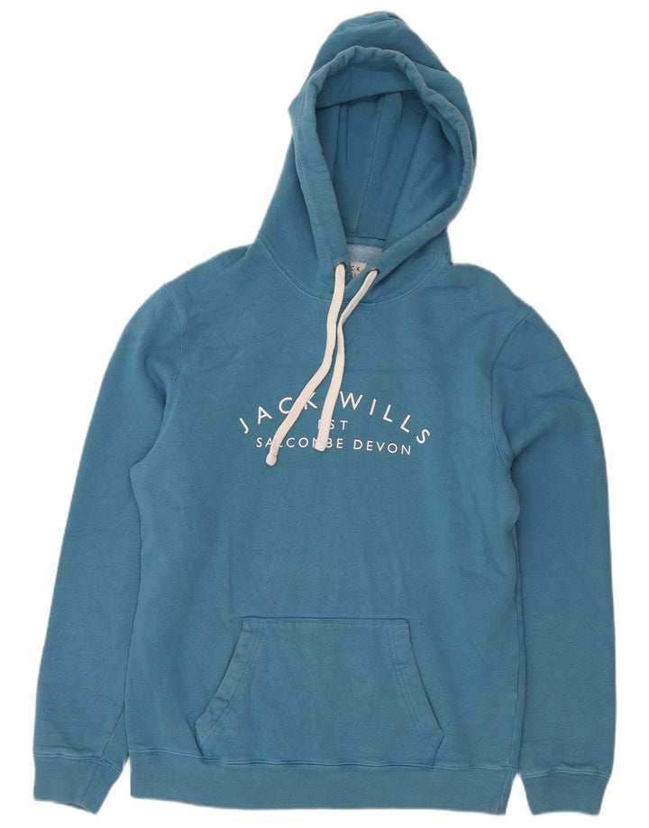 Męski sweter z kapturem i grafiką Jack Wills, średnioniebieski, bawełniany