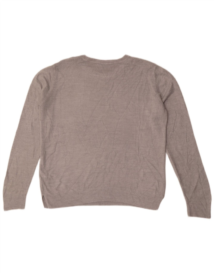 Marks & Spencer Damski sweter z okrągłym dekoltem UK 14, duży, szary, akrylowy