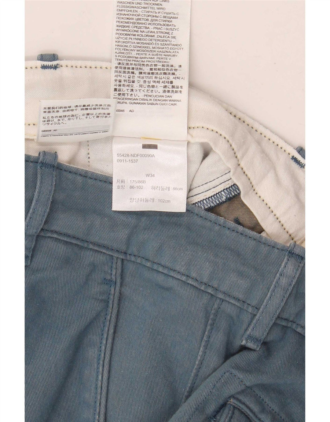 Męskie spodenki chino Levi's W34, duże, niebieskie, bawełniane