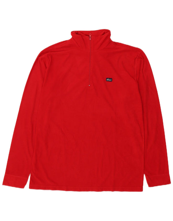Asics Mens Zip Neck Fleece Jumper XL Red Polyester