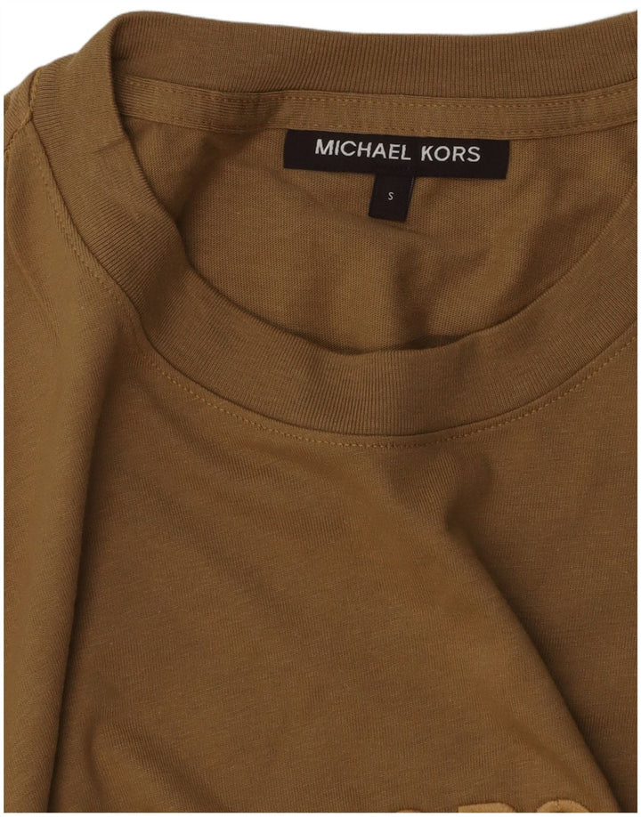 Męski T-shirt z grafiką Michael Kors, mały, beżowy