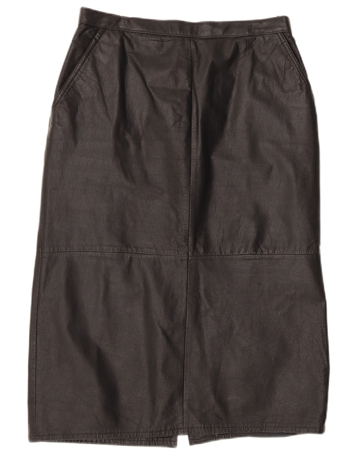 Vintage damska skórzana spódnica z wysokim stanem UK 16 duża W30 czarna