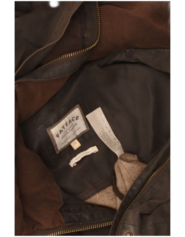 Kurtka wojskowa damska Fat Face z kapturem, woskowana, UK 10, mała, brązowa