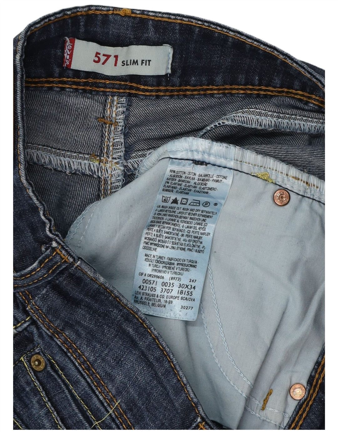 Damskie jeansy LEVI'S 571 Slim W30 L34 Granatowa bawełna
