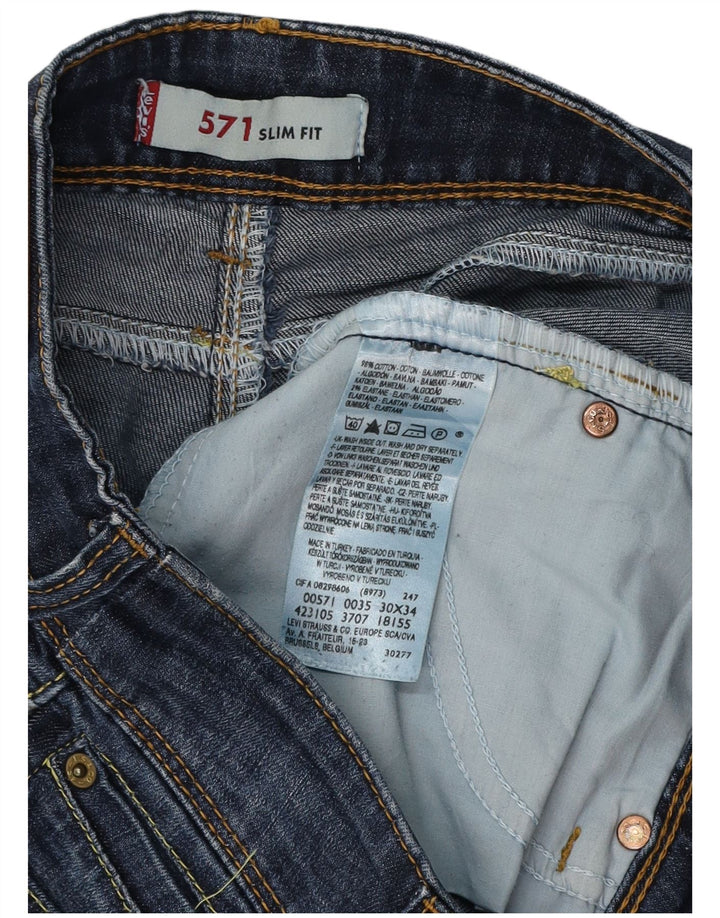 Damskie jeansy LEVI'S 571 Slim W30 L34 Granatowa bawełna