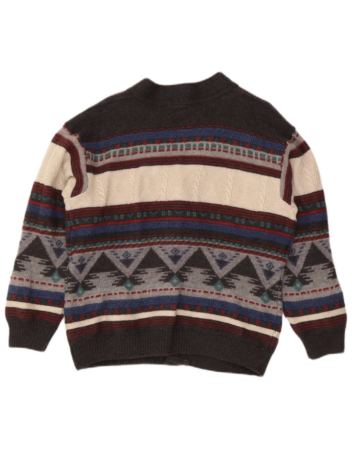 Męski sweter rozpinany Dolomiten IT 50 Średni wielobarwny geometryczny wełniany