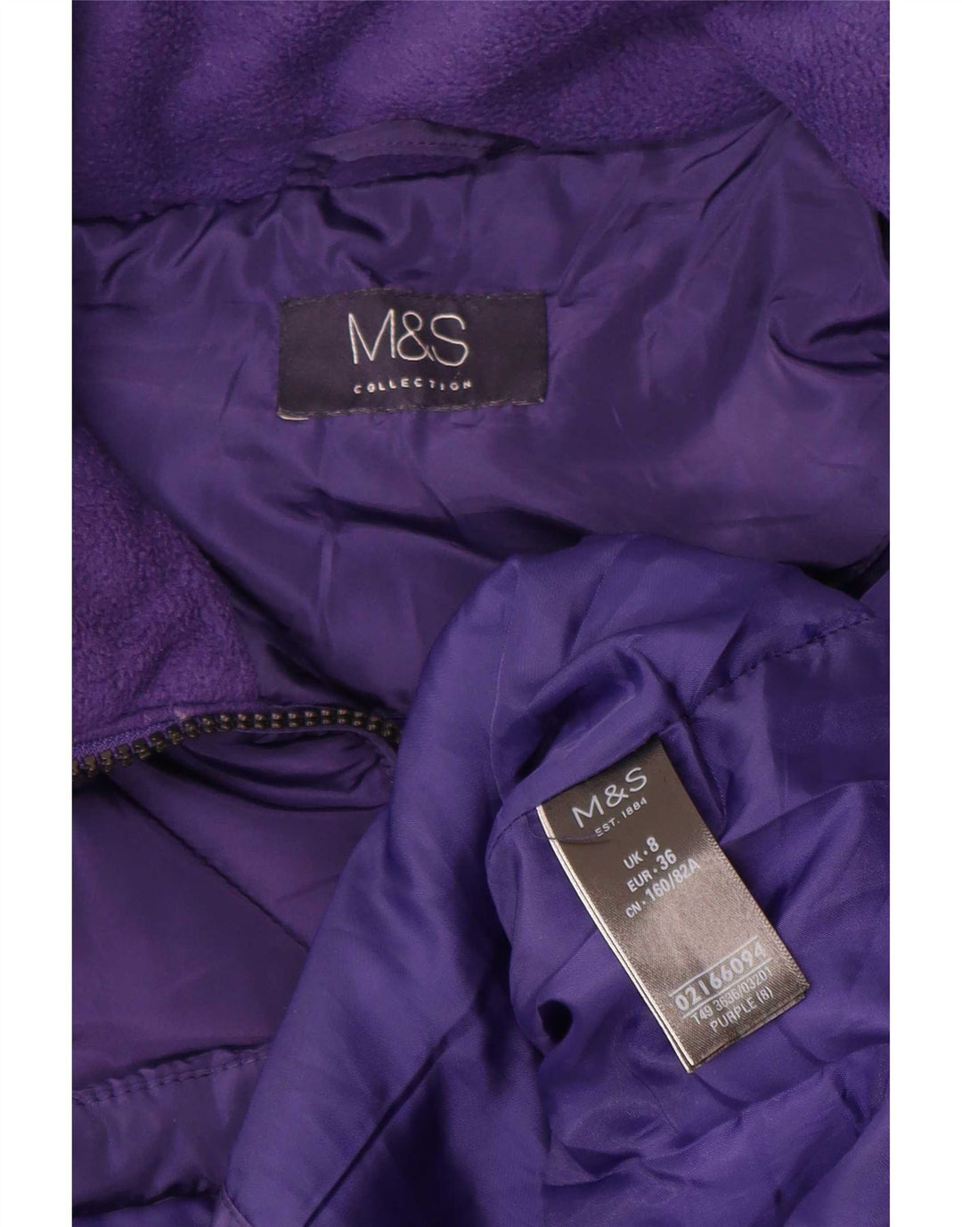 Marks & Spencer Damski płaszcz ocieplany UK 8, mały, fioletowy, poliestrowy