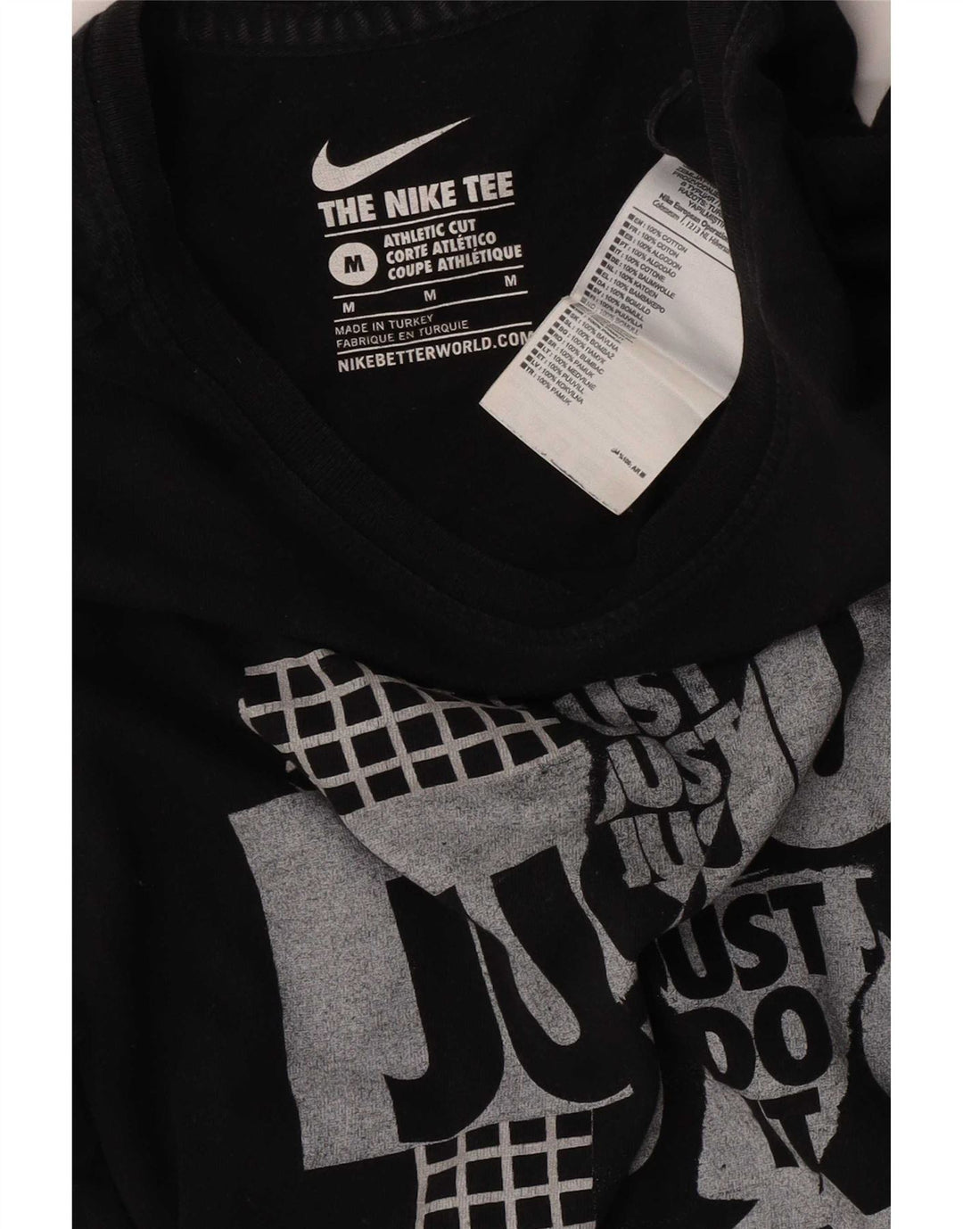Męski T-shirt Nike o sportowym kroju z grafiką, średni czarny, bawełniany