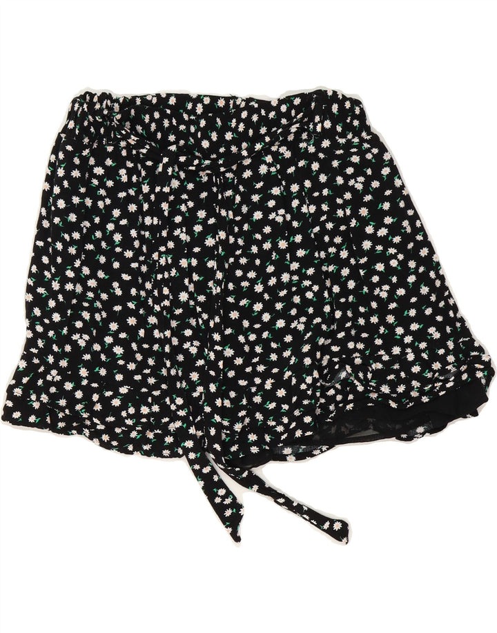 ZARA Womens Skort UK 10 Small Black Floral Vintage Zara and Second-Hand Zara from Messina Hembry 