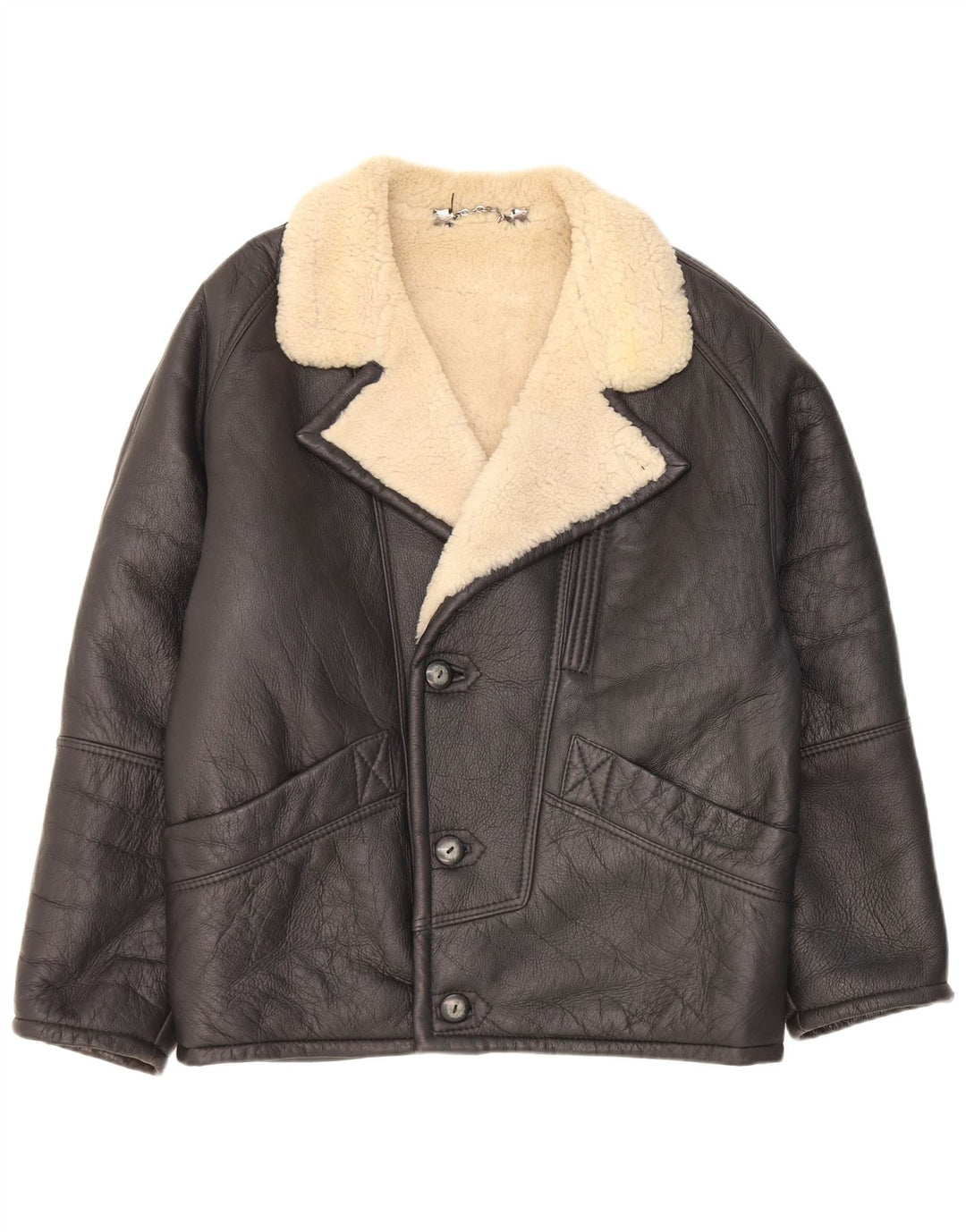 Męska kurtka Shearling Pierre Cardin IT 48, średnia czarna skóra