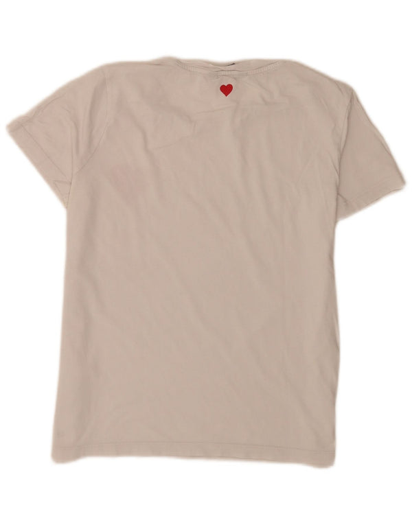 Damska koszulka z grafiką Tommy Hilfiger Top UK 8 Small White Cotton