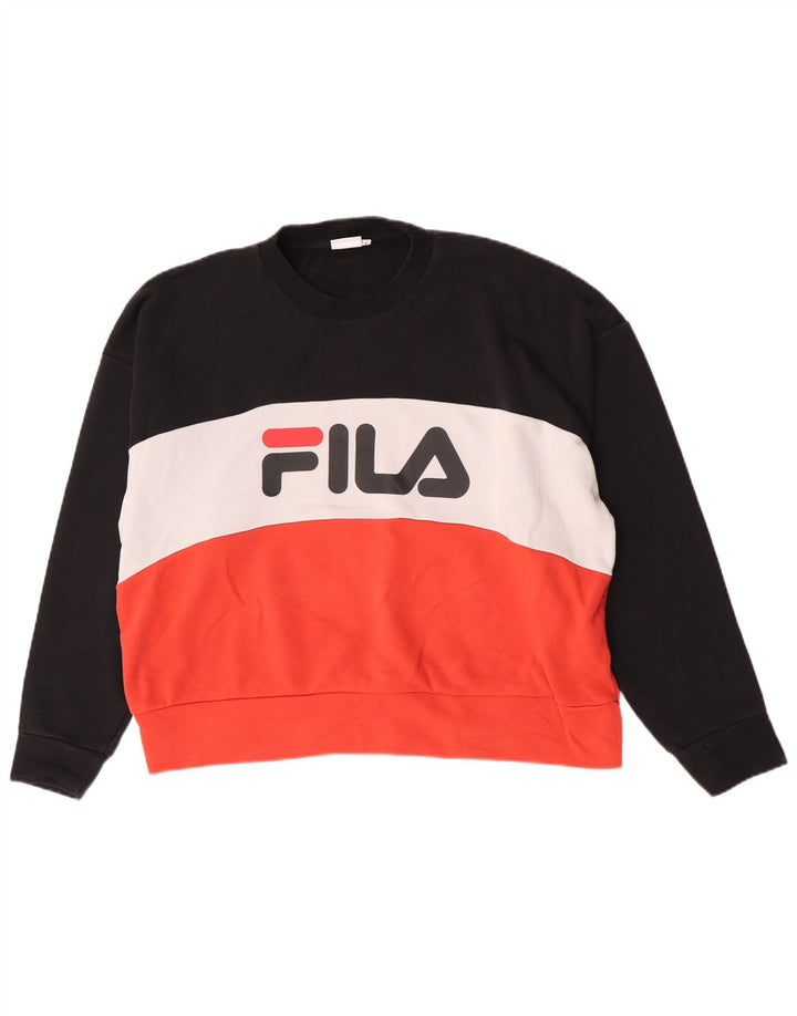 Damski sweter z grafiką Fila UK 16, duży, wielokolorowy blok kolorów