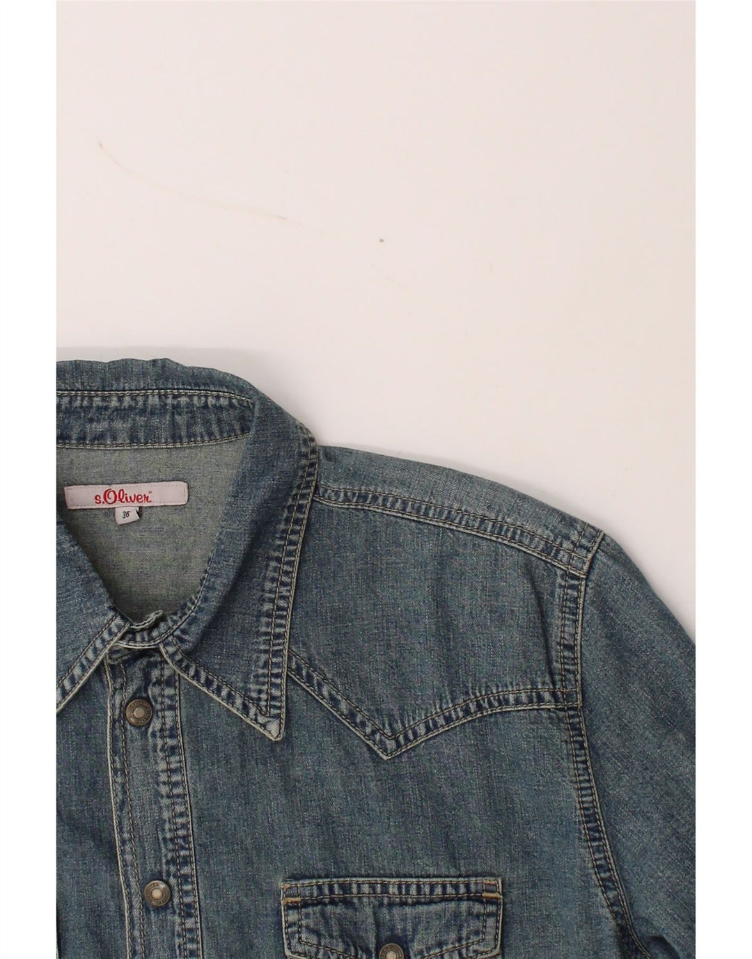 S.OLIVER Womens Denim Shirt EU 38 Medium Blue Cotton Vintage S.Oliver and Second-Hand S.Oliver from Messina Hembry 