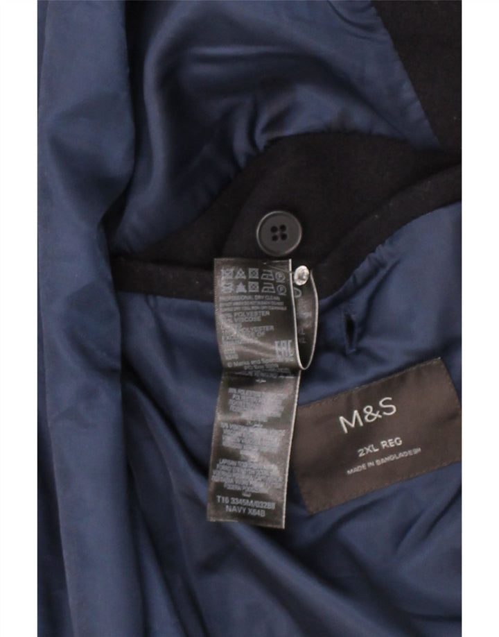 MARKS & SPENCER Mens Overcoat UK 44 2XL Navy Blue Polyester