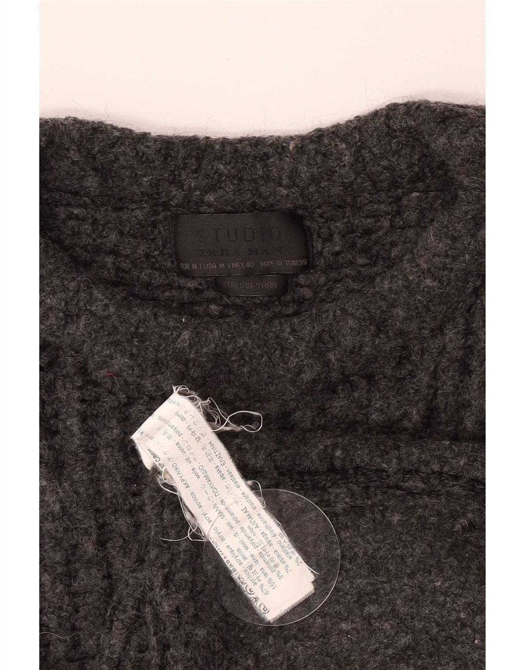 Męski sweter z dekoltem w łódkę Zara Średni szary akryl