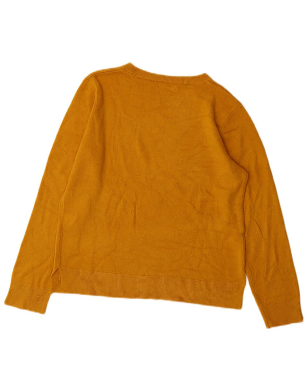Marks & Spencer Damski sweter z dekoltem w łódkę UK 10 Mały, żółty akryl