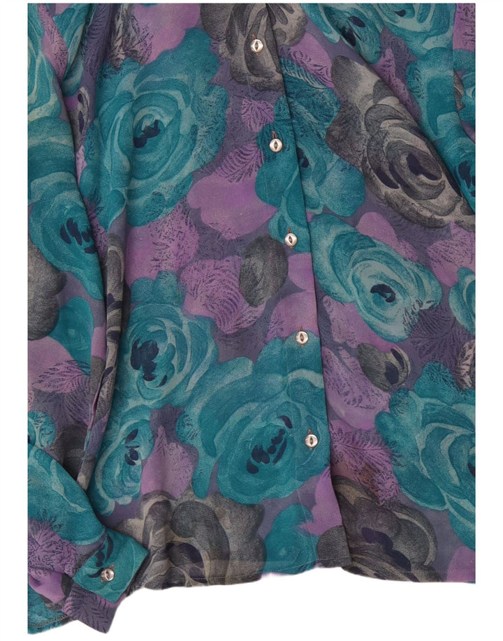 Damska bluzka koszulowa VINTAGE UK 18 XL wielokolorowe kwiaty