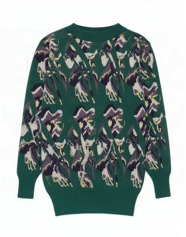 Vintage damski sweter z dekoltem w kształcie łódki, UK 12, średni zielony