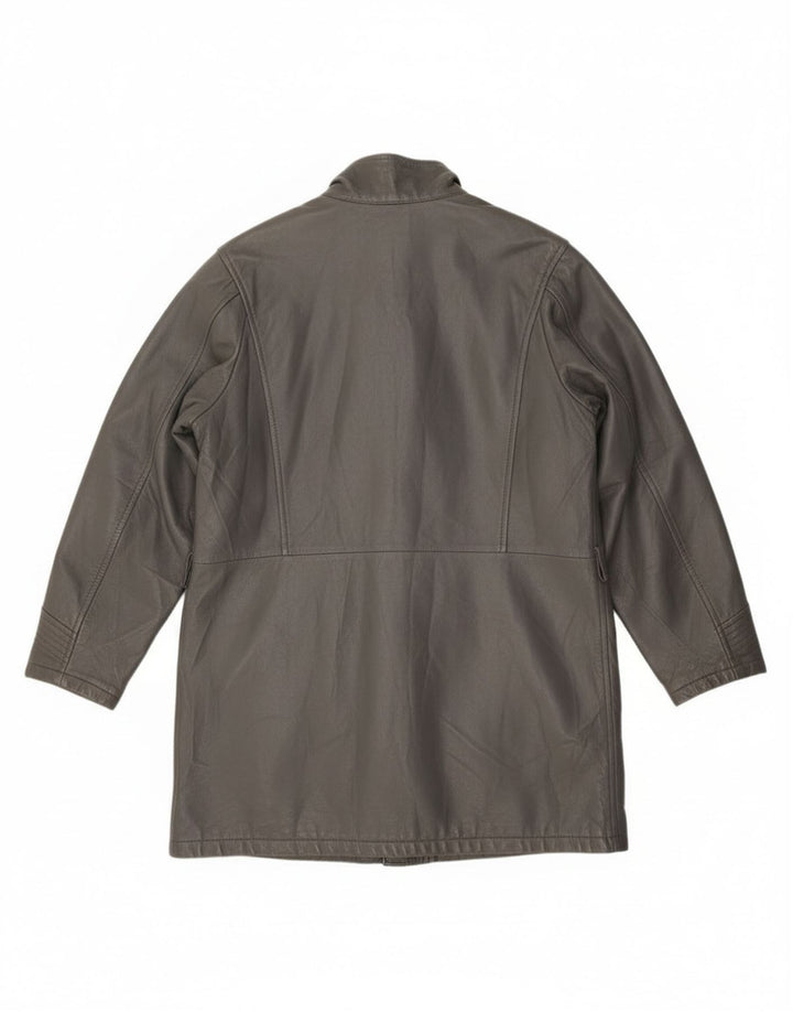 Damski płaszcz skórzany Anfor IT 46, duży, szary