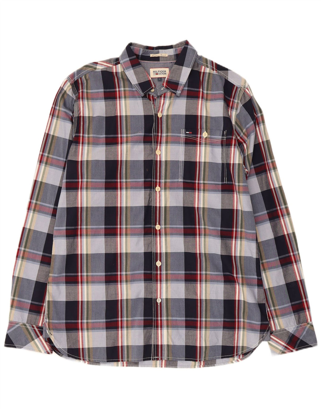 Koszula męska Tommy Hilfiger, duża, bawełniana w granatową kratę