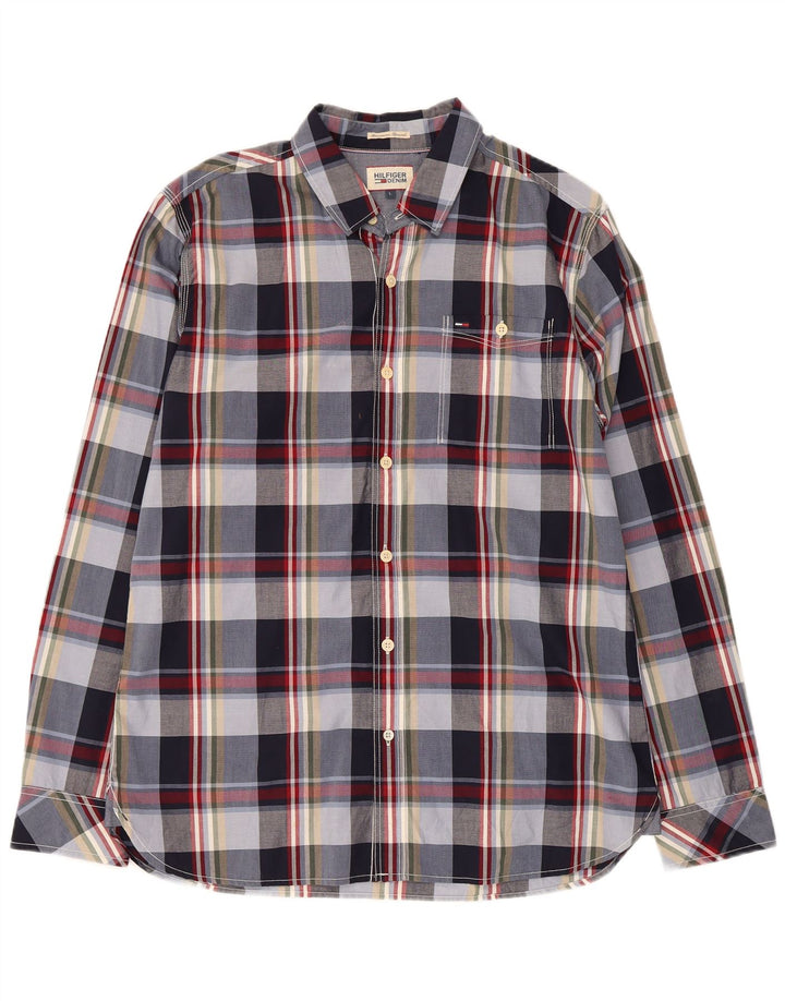 Koszula męska Tommy Hilfiger, duża, bawełniana w granatową kratę