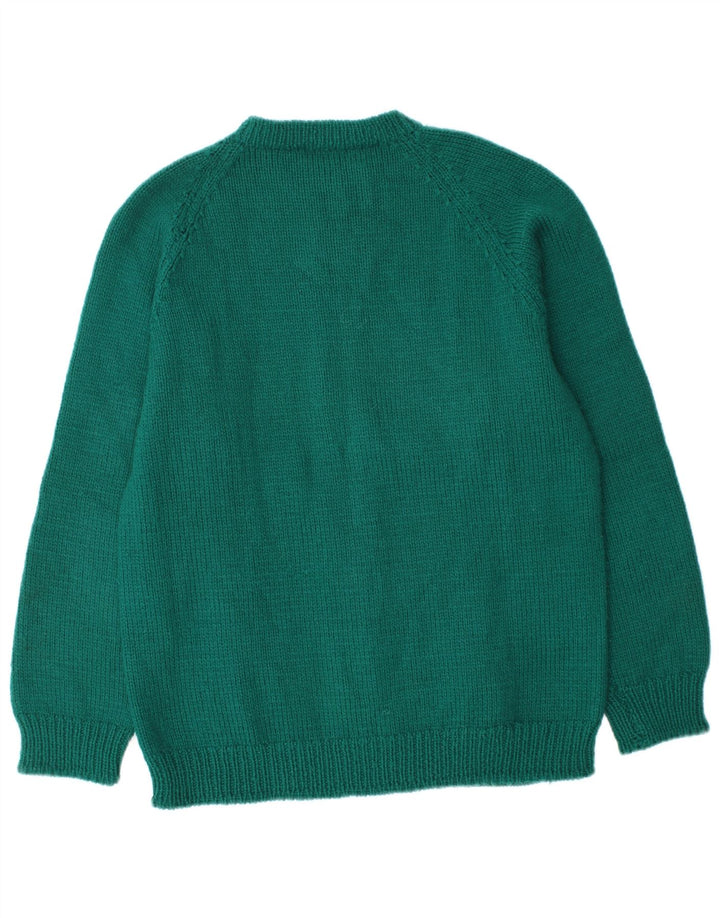 Męski sweter z okrągłym dekoltem w stylu vintage, średnio zielony