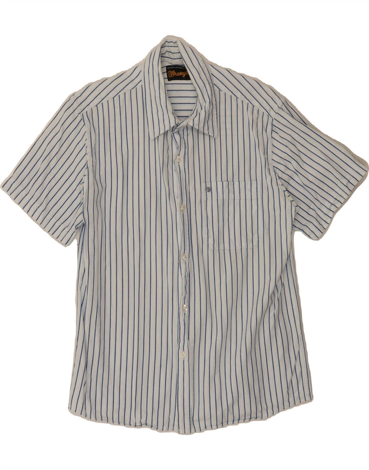 WRANGLER Mens Short Sleeve Shirt Small White Striped Cotton Vintage Wrangler and Second-Hand Wrangler from Messina Hembry 