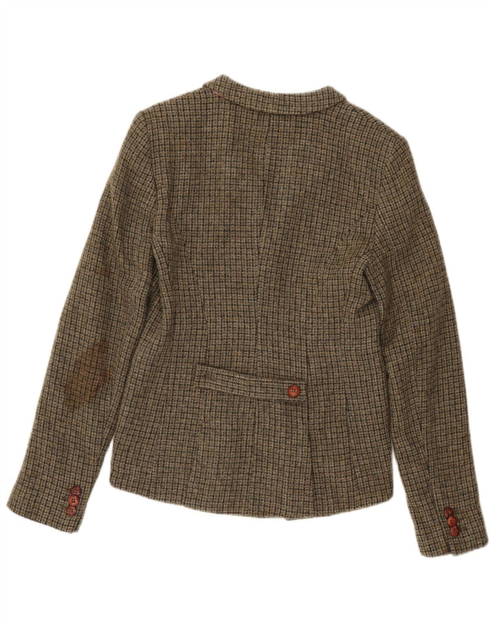 Damska marynarka Jack Wills zapinana na 3 guziki, UK 10, mała, wełniana pepitka, khaki