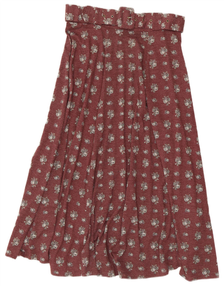 Vintage damska rozkloszowana spódnica IT 44 Medium W30 Burgundowo-kwiatowa