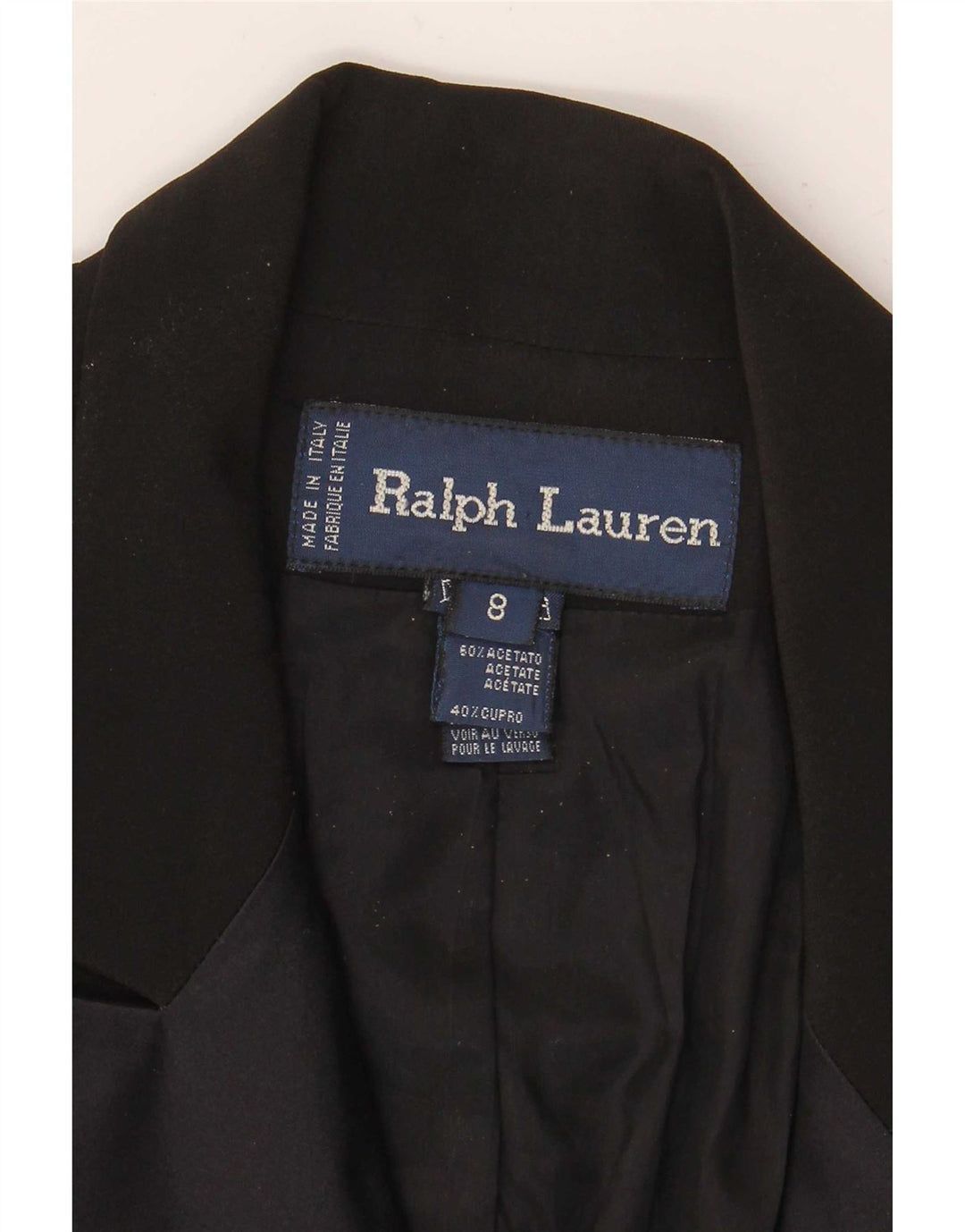 Damski płaszcz dwurzędowy Ralph Lauren US 8, średni czarny octan