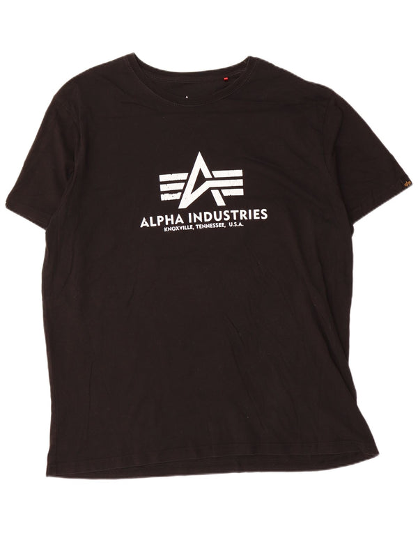 Męska koszulka z grafiką Alpha Industries, 3XL, czarna, bawełniana