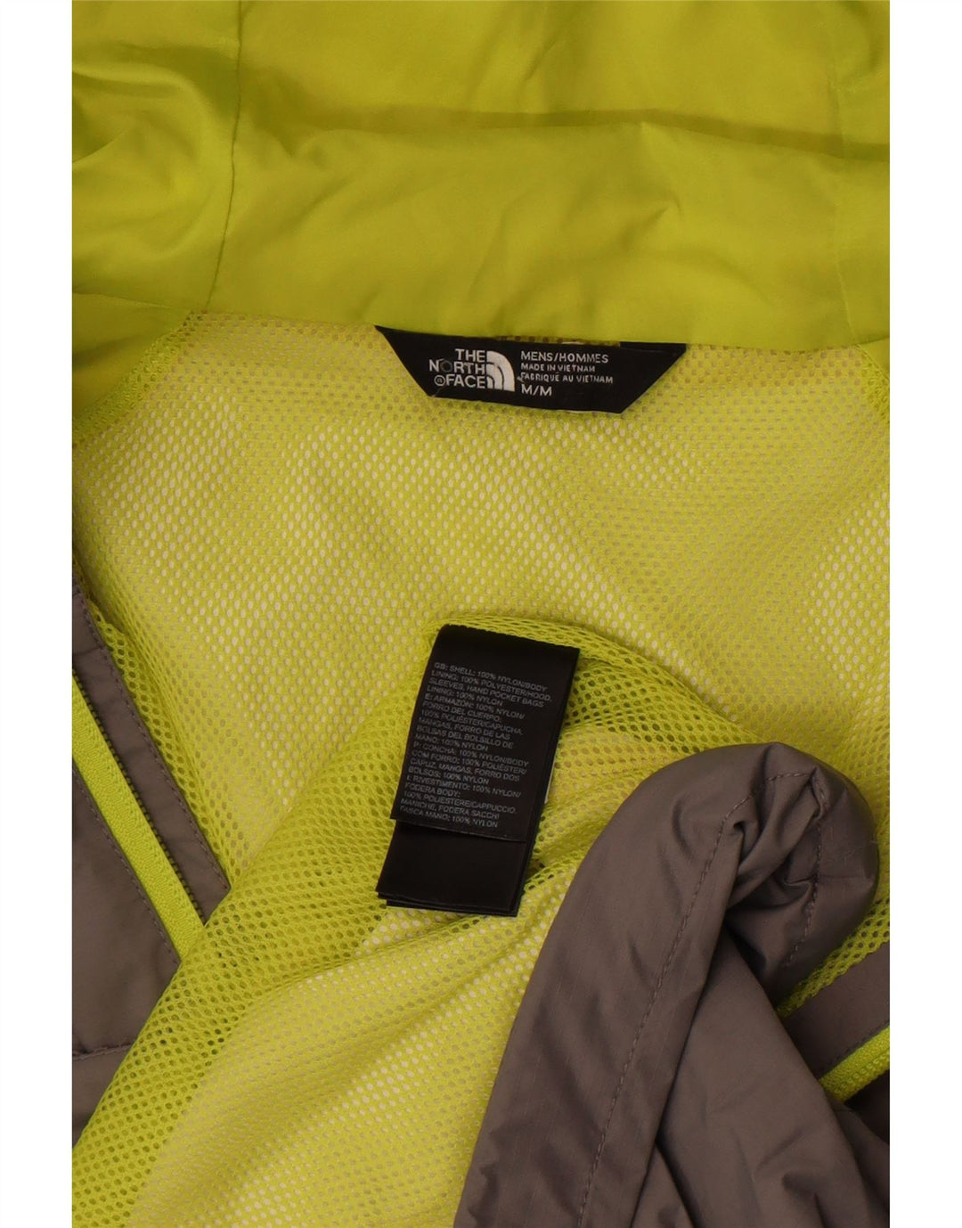 Męska kurtka przeciwdeszczowa z kapturem The North Face UK 38, nylon w kolorze średnioszarym