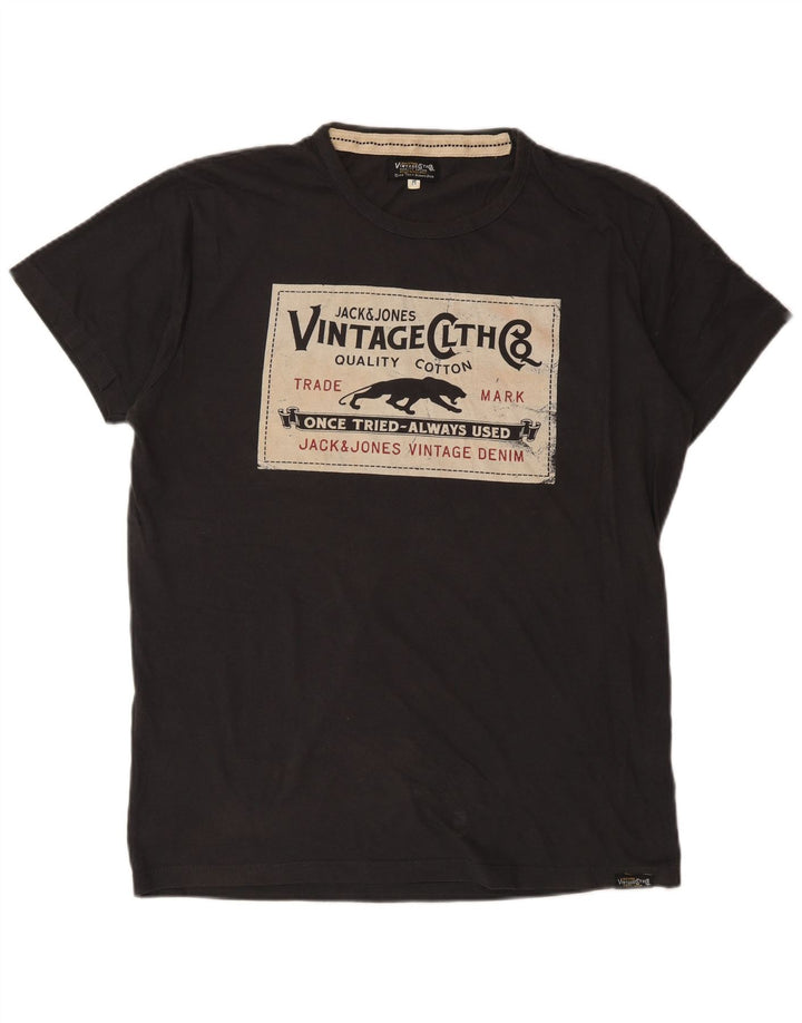 Męski T-shirt z grafiką Jack & Jones, średnioszary, bawełniany