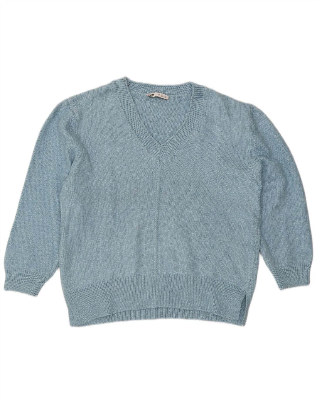 Sweter damski Zara Oversize z dekoltem w kształcie litery V, UK 18 XL, niebieski