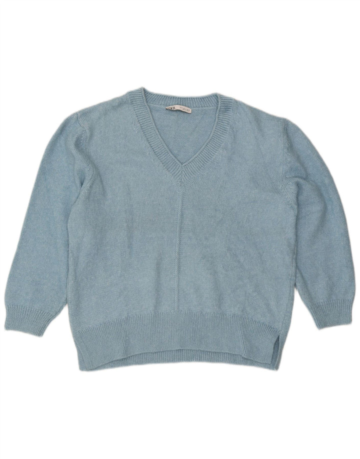 Sweter damski Zara Oversize z dekoltem w kształcie litery V, UK 18 XL, niebieski
