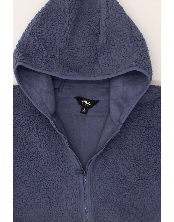 FILA Womens Hooded Fleece Jacket UK 16 Large Blue Polyester Vintage Fila and Second-Hand Fila from Messina Hembry 