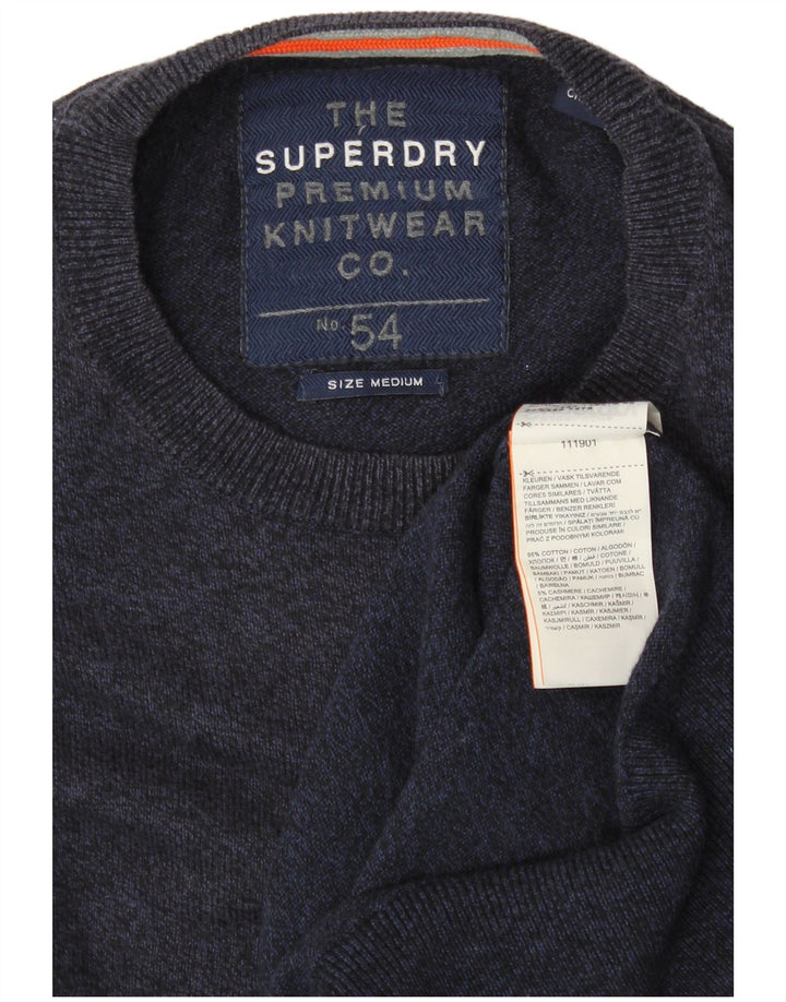 SUPERDRY Męski sweter z okrągłym dekoltem, średni granatowy, bawełniany